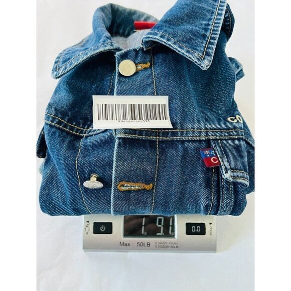 Coogi Down Under Womens Jean Jacket Blue Denim Fringe Hem Button Up Long Sleeve - Picture 10 of 10